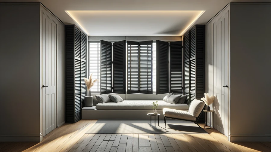 8 Sleek Black Swing Shutter Window Ideas for Living Rooms and Bedrooms