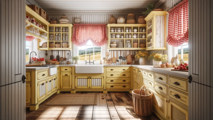 8 Parallel Kitchen Designs in Vibrant Red and Yellow Tones