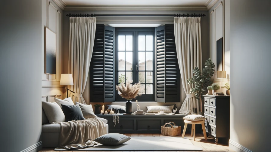 8 Sleek Black Swing Shutter Window Ideas for Living Rooms and Bedrooms
