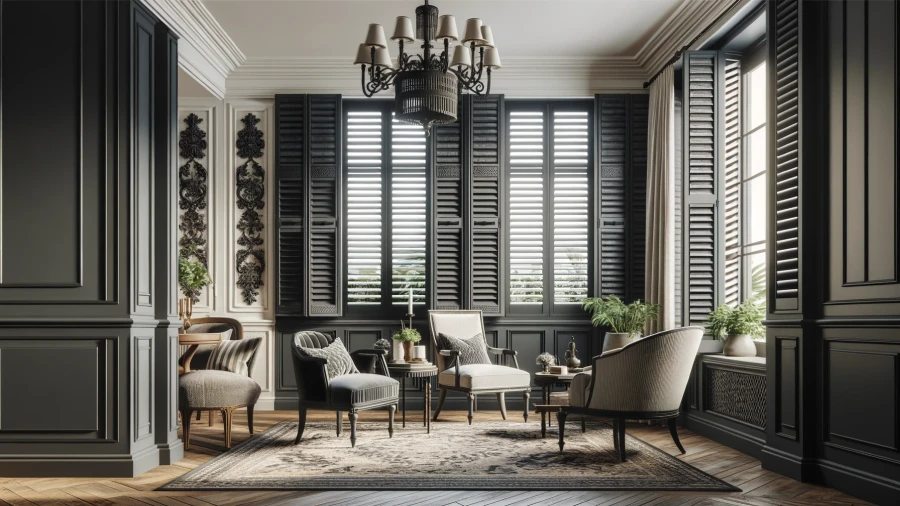 8 Sleek Black Swing Shutter Window Ideas for Living Rooms and Bedrooms