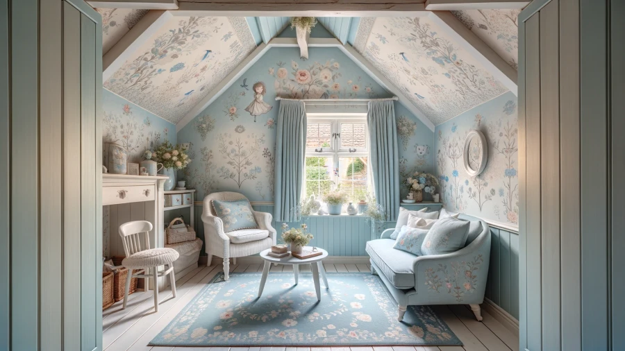 8 Cheery Sky-Blue Paint Ideas for a Renovated Cottage Living Room