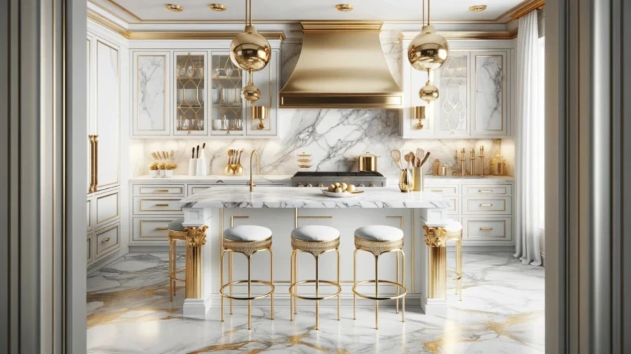 10 Luxurious White and Gold Kitchen Ideas That Exude Opulence