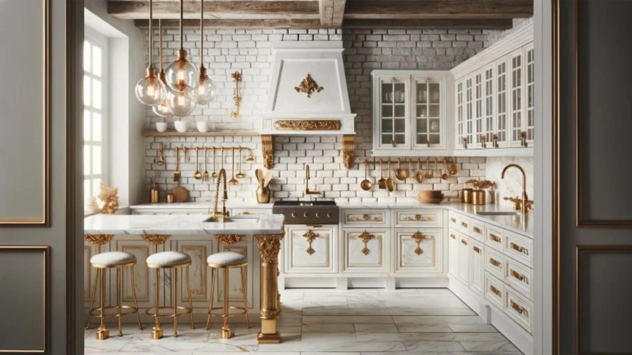 10 Luxurious White and Gold Kitchen Ideas That Exude Opulence