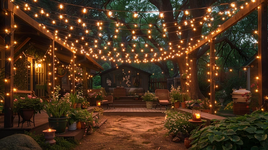 20 Backyard String Light Ideas for Illuminating Outdoor Charm