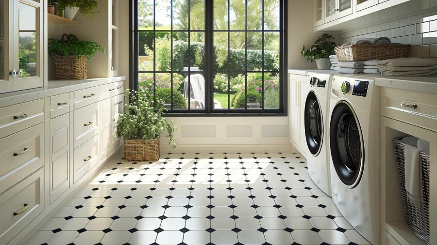20 Black and White Laundry Room Ideas For a Timeless Charm