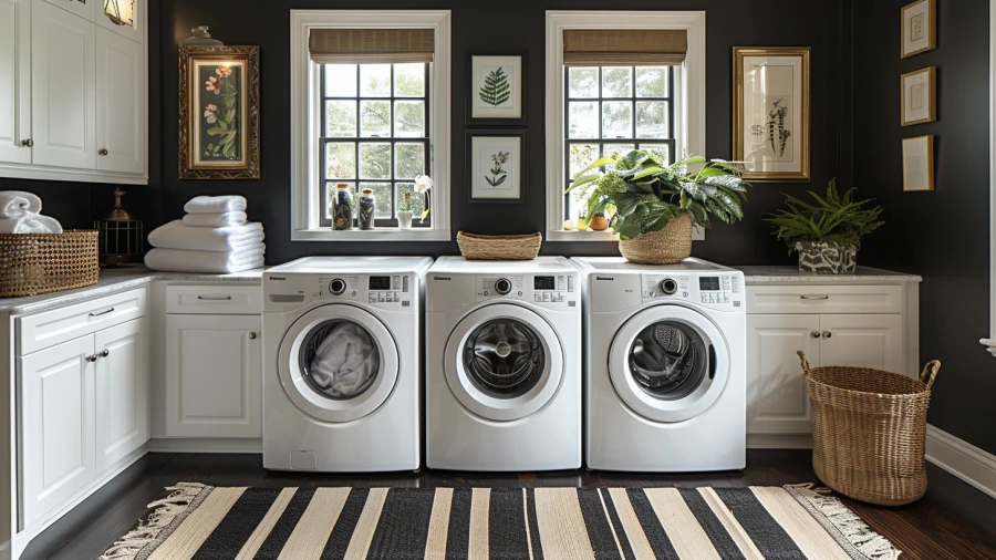 20 Black and White Laundry Room Ideas For a Timeless Charm