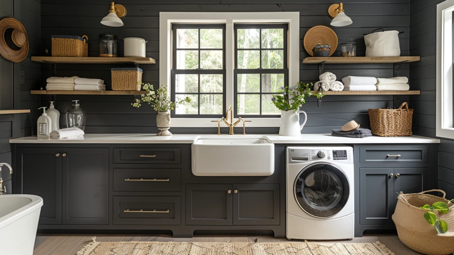 20 Black and White Laundry Room Ideas For a Timeless Charm