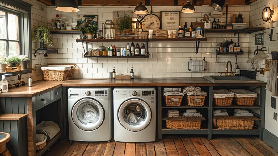 20 Black and White Laundry Room Ideas For a Timeless Charm