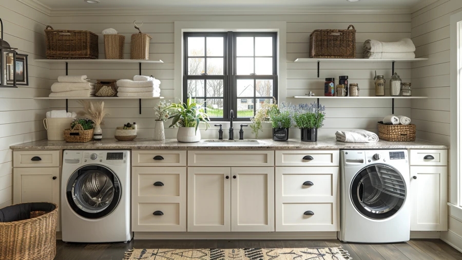 20 Black and White Laundry Room Ideas For a Timeless Charm