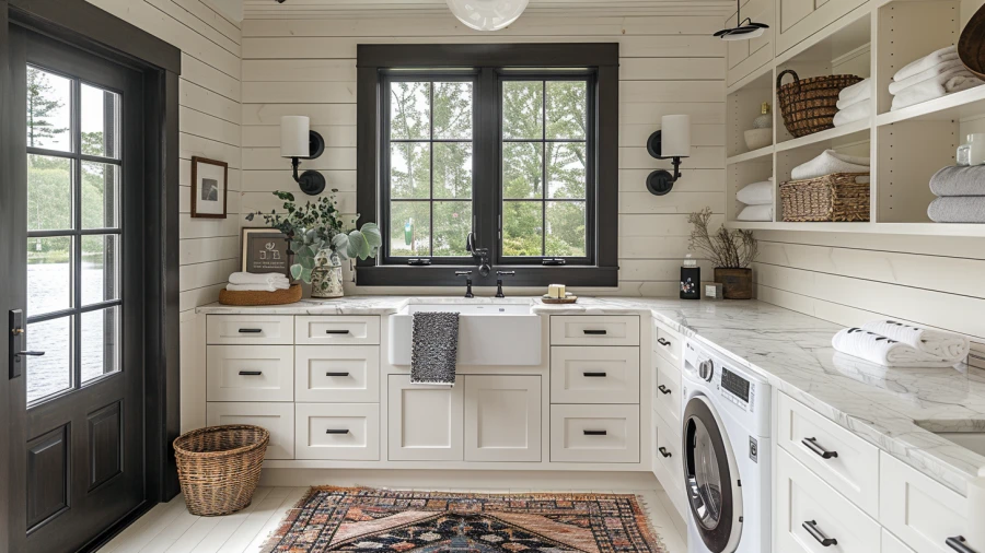 20 Black and White Laundry Room Ideas For a Timeless Charm