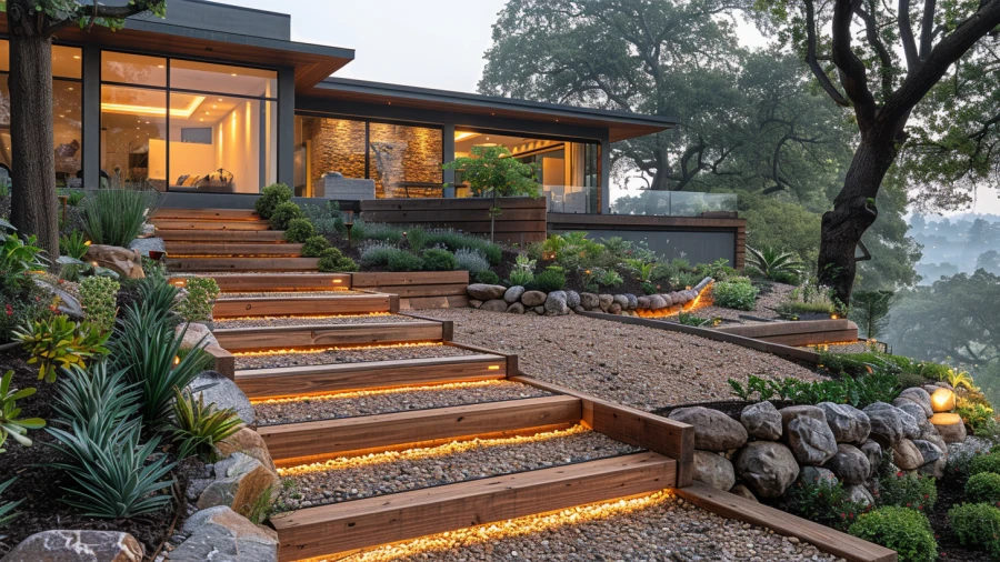 20 Sloped Backyard Ideas to Transform Your Outdoor Space with Creative Landscaping and Functional Design.