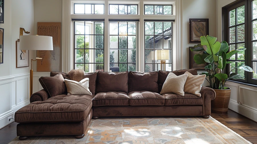 Artful Arrangements with Stylish Dark Brown Couch Living Room Ideas
