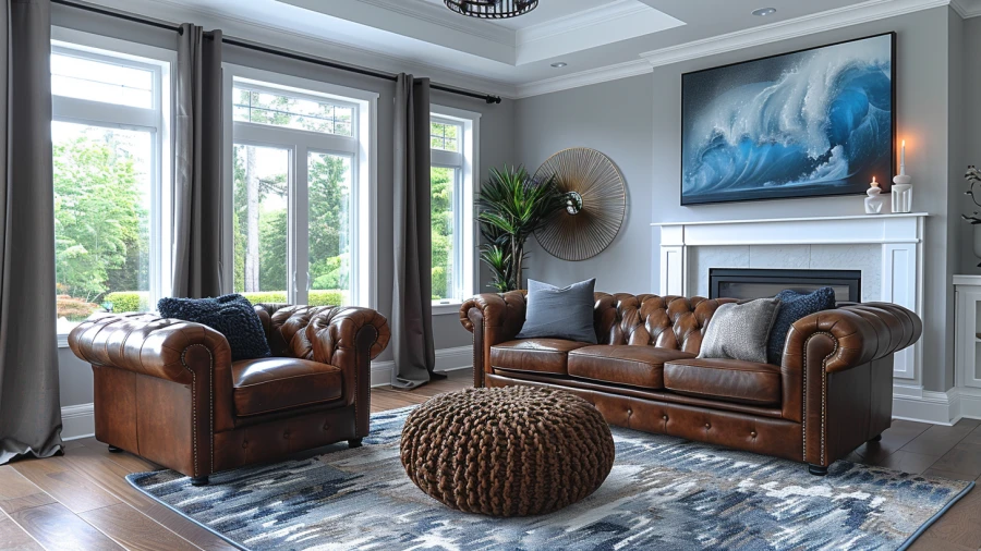 Artful Arrangements with Stylish Dark Brown Couch Living Room Ideas