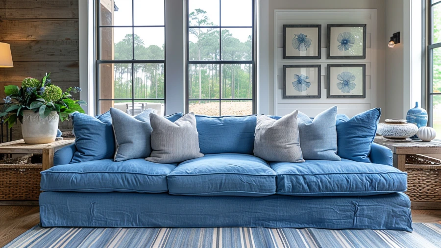 20 Creative Ways to Style Your Blue Couch Living Room