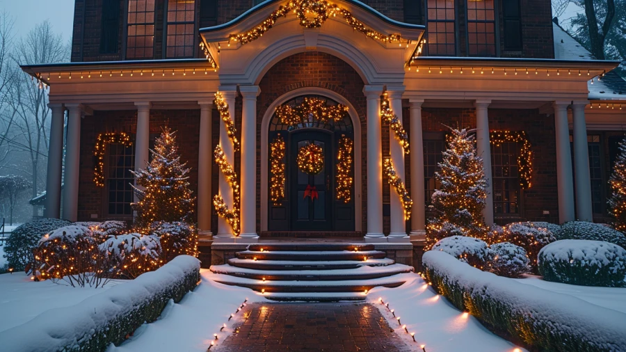 20 Enchanting Outdoor Christmas Light Ideas for Wrapping Porch Columns