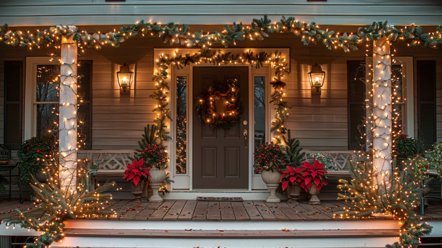20 Enchanting Outdoor Christmas Light Ideas for Wrapping Porch Columns