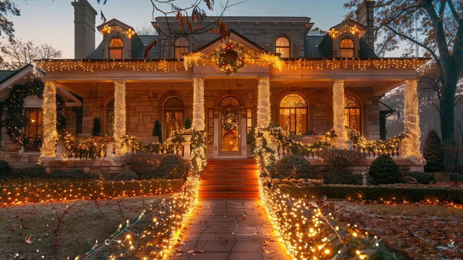 20 Enchanting Outdoor Christmas Light Ideas for Wrapping Porch Columns