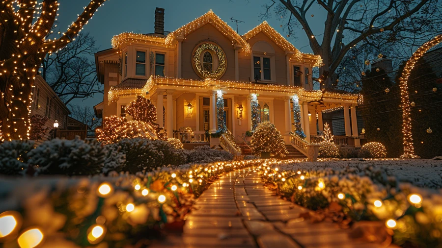 20 Enchanting Outdoor Christmas Light Ideas for Wrapping Porch Columns