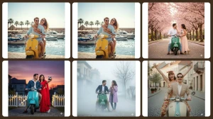 Gemini AI Vespa Couple Cinematic Prompts to Create DSLR-Style Professional Portraits